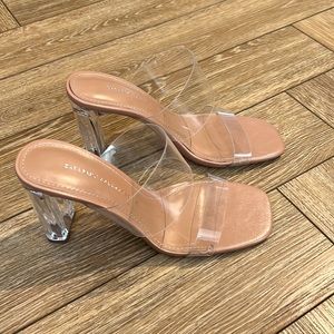 Zara clear sandal heels size 37 / 7 worn once
